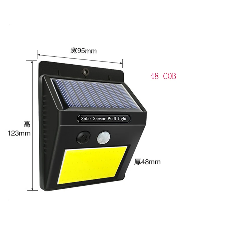 COB светодиодный солнечный светильник уличный на солнечной энергии с движения PIR