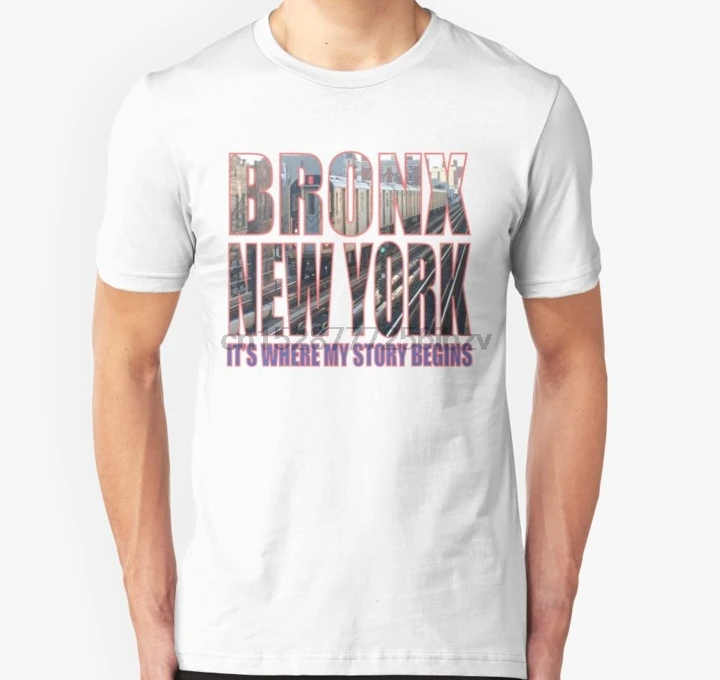 Мужская футболка Bronx Нью Йорк где моя история начинается тонкая с принтом Футболки|Мужские футболки| |