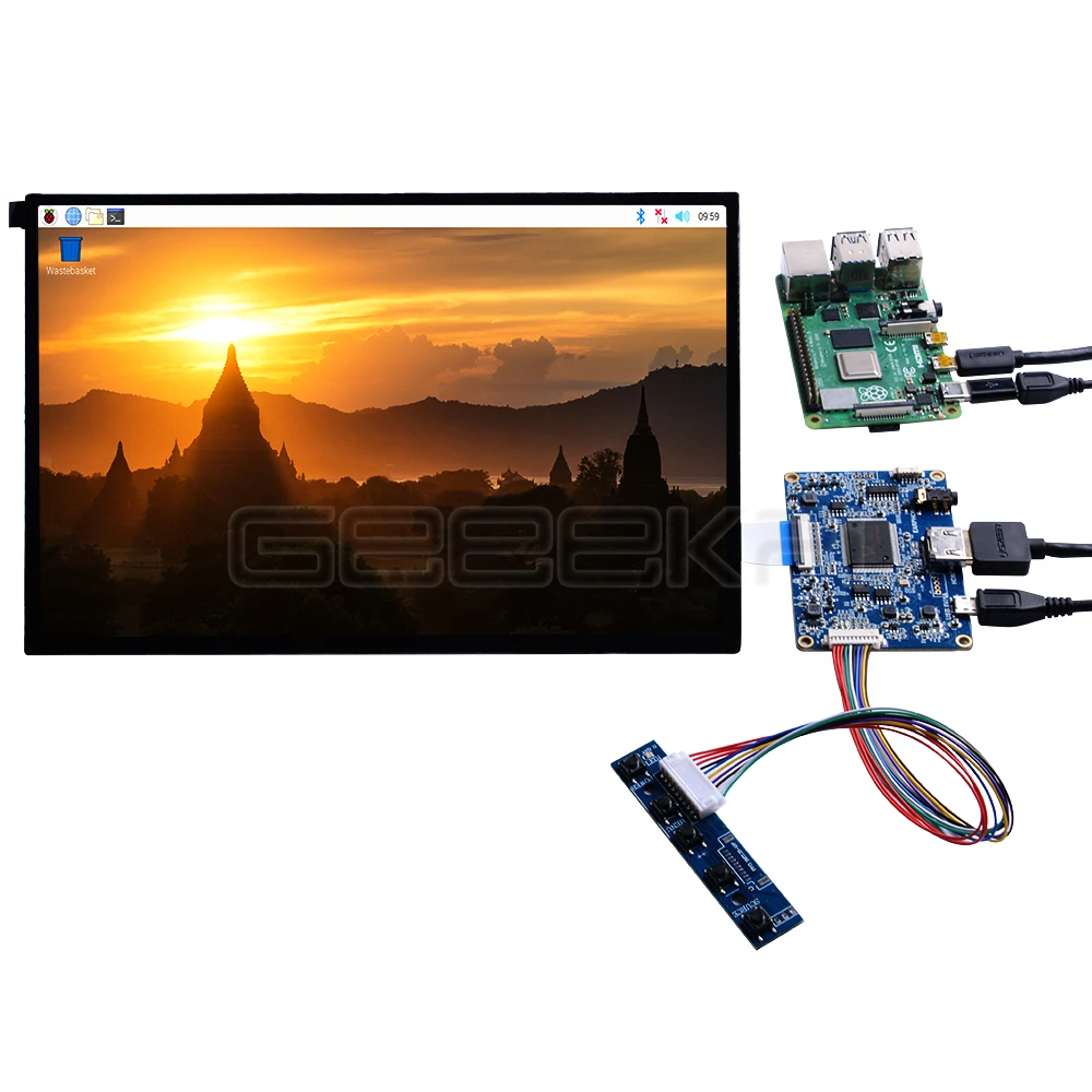 ЖК-экран GeeekPi 10 1 дюйма 1280*800 комплект для сборки HDMI монитор TFT ЖК-дисплей 5 в а Raspberry