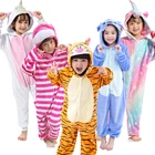 Детские пижамы-кигуруми в виде единорога для мальчиков и девочек, фланелевые детские пижамные комплекты, пижамы в виде животных, зимние комбинезоны, пижама в виде единорога