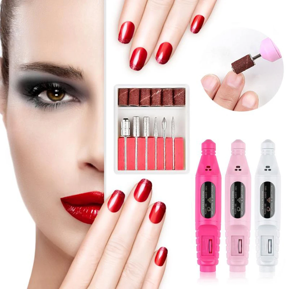 

Electric Nail Drill Professional Handheld Nail Drill File Kit Manicure Pedicure Polishing Machine With 6 Drill Bits Diy Nails