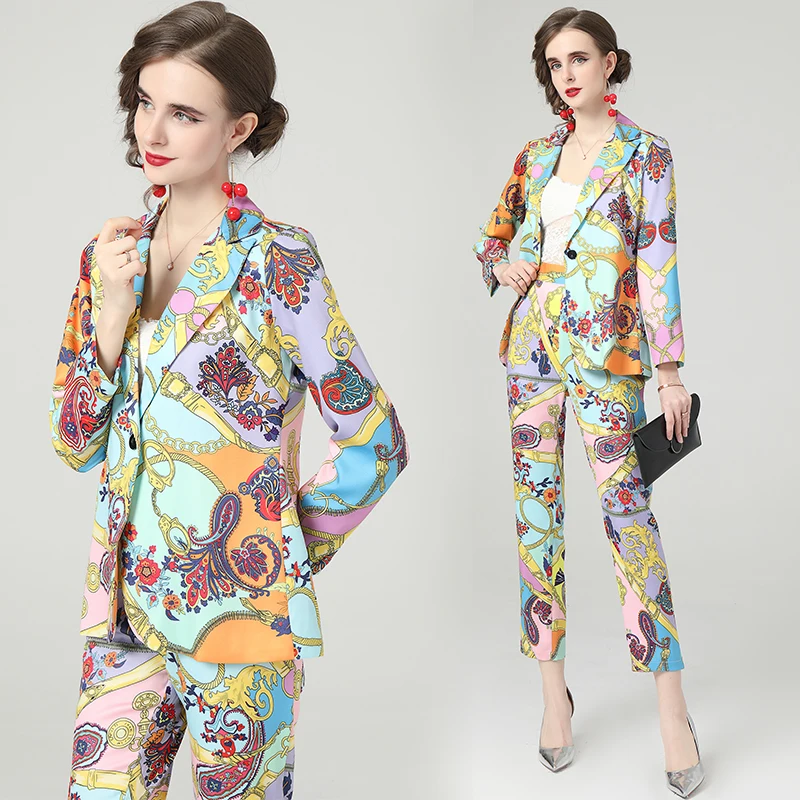 Женский Дизайнерский Костюм из 2 предметов повседневный блейзер с длинным