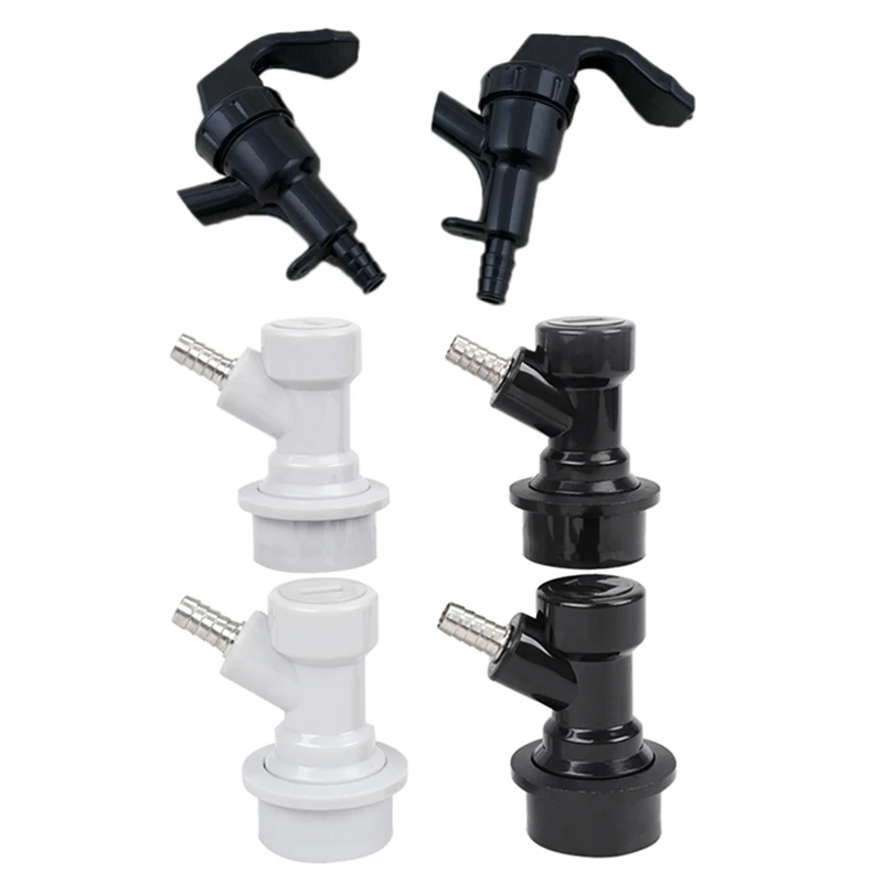 

2 Pairs Homebrew Ball Lock Keg Disconnect Liquid and Gas Barbed Connectors & 2Pcs/Lot Plastic Picnic Squeeze Faucet Tap