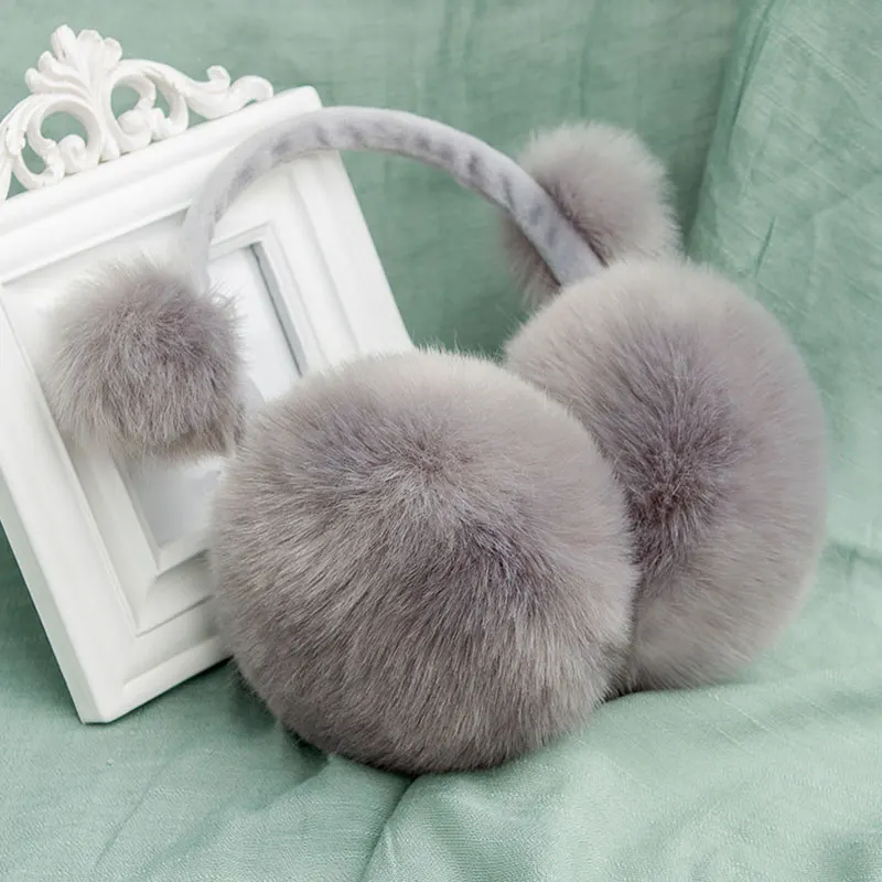 Зимние наушники с искусственным мехом однотонные цветные ушные складки складная