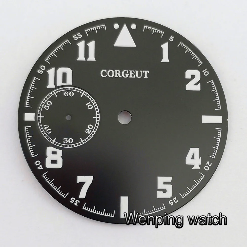 Corgeut 38 9 мм черный синий циферблат светящиеся знаки Калибр ETA 6497 Морская Чайка st36