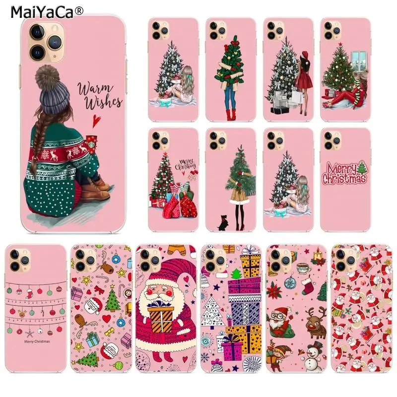 MaiYaCa новый год Рождество Санта Клаус снег олень розовый чехол для телефона iPhone 11