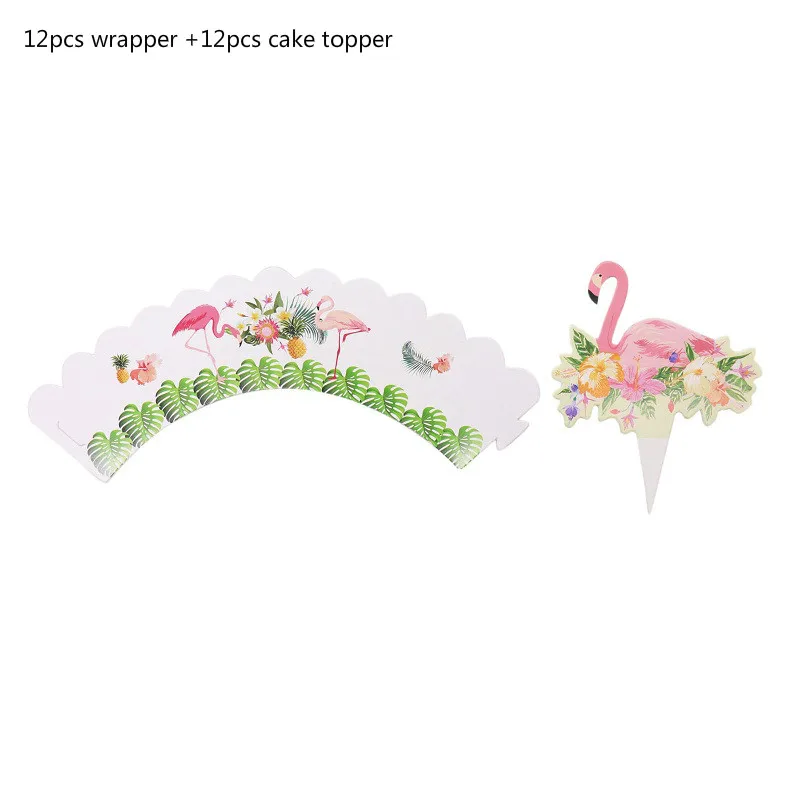 FIamingo 24 шт./компл. Единорог Фламинго ананас для кексов торт топпера, DIY вечерние детских празднований дня рождения праздничное украшение торта поставки - Цвет: FIamingo