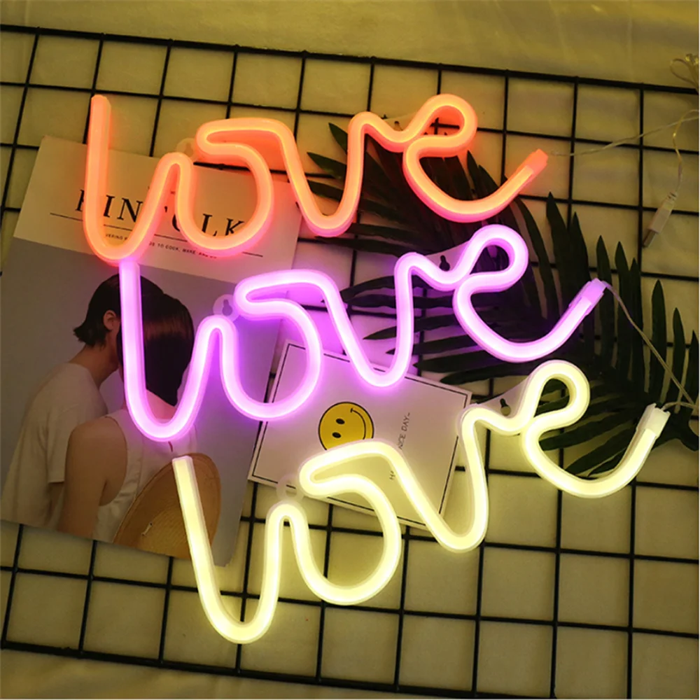 

LED Neon Lights Love Valentine's Proposal Wedding Party Decoration Rainbow Hanging Night Lamp Home Party Birthday Party Decor
