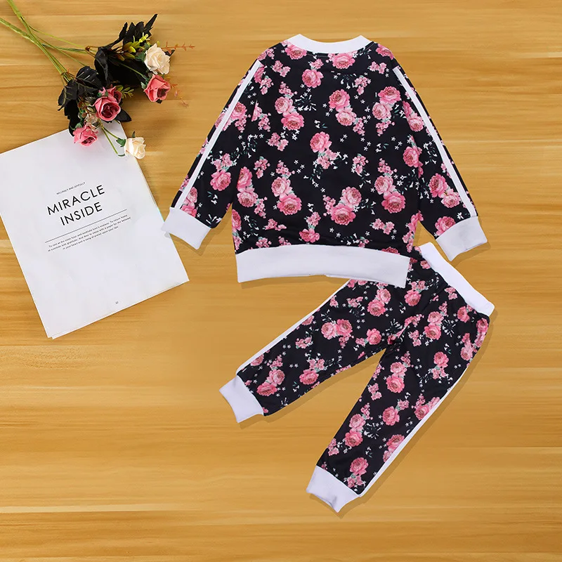 Комплект одежды для детей Повседневная модная спортивная одежда девочек с