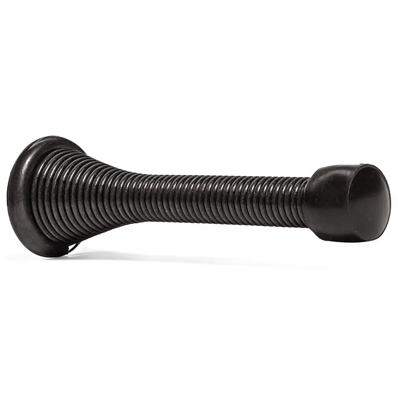 12 Pack Satin Nickel Door Stoppers - 3⅛ inch Flexible Heavy Duty RustProof Screw-In Stainless Steel Spring Stops with White Rubb |