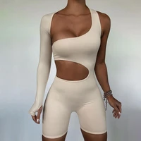 2020 winter autumn women sexy fitness jumpsuit one shoulder skinny bodycon solid sport jumpsuits romper playsuit for women