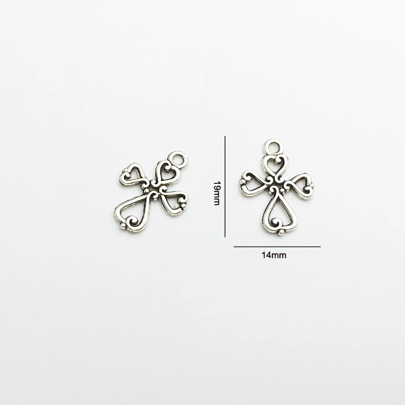 

30pcs/lot Antique Silver Plated 19*14mm Cross Charms Findings Pendants Jewelry Making