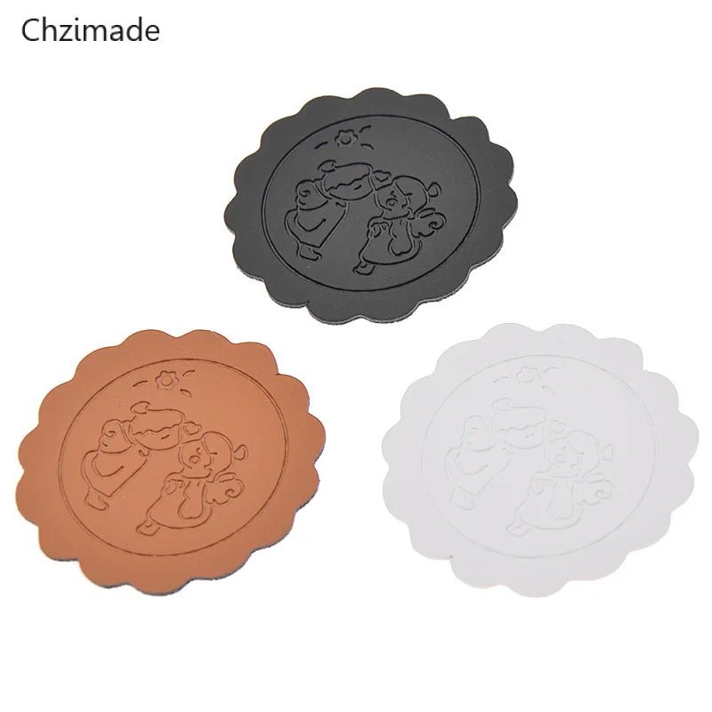 Круглые этикетки из искусственной кожи для мальчиков и девочек 8 шт./лот бирки