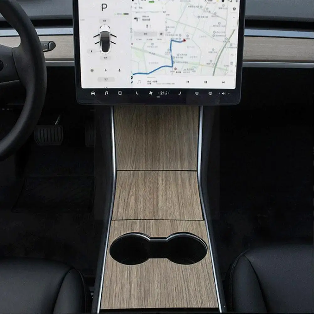 

Car central control carbon fiber wood texture sticker 3 texture for Tesla panel central control sticker 2021Model wood S9U0