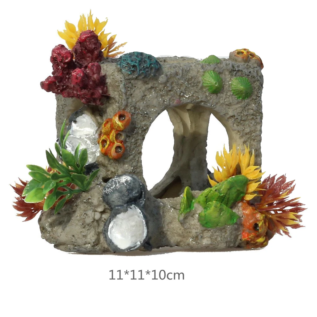 

Aquarium Fish Tank Water Grass Rockwork Square Shelter Craft 11x11x10cm