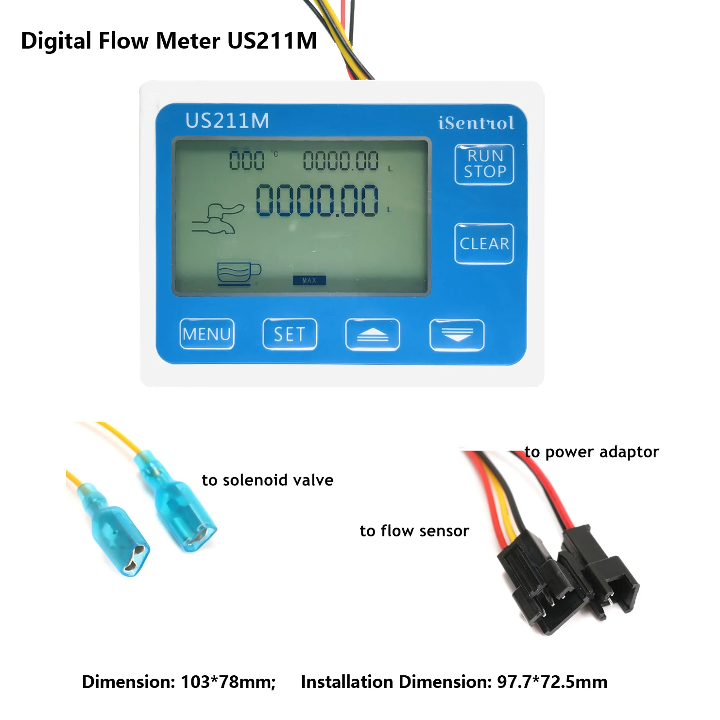

US211M-USS-HS21TH Dosage Machine Quantitative Controller with SUS304 Solenoid Valve 24V DN15 Inox Flowsensor