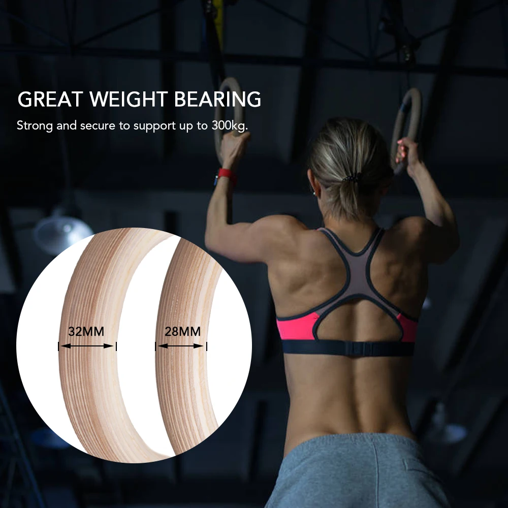 Профессиональные деревянные гимнастические кольца для тренажерного зала 28 мм/32