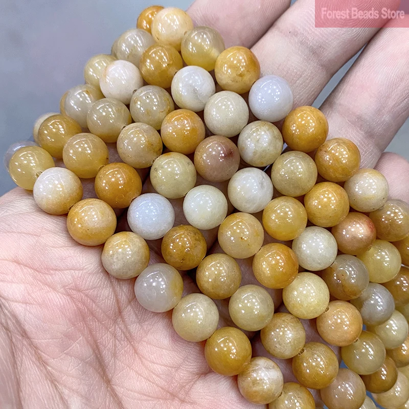 Натуральный камень желтый круглый бисер авантюрина для изготовления ювелирных