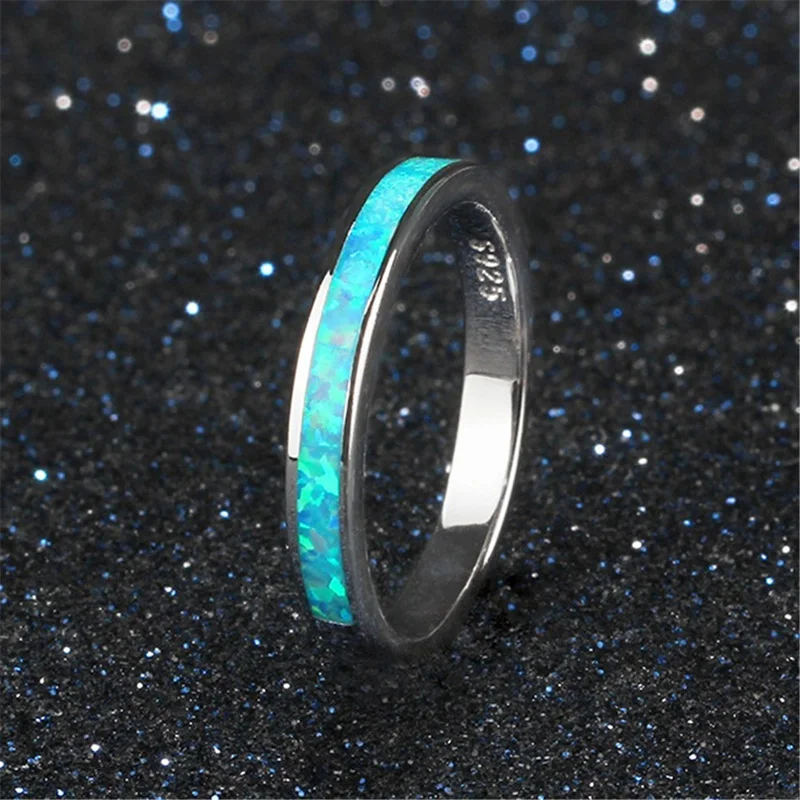 Exquisite White / Blue Fire Opal Ring Simple Wedding Engagement For Man Woman Fashion Gift | Украшения и аксессуары