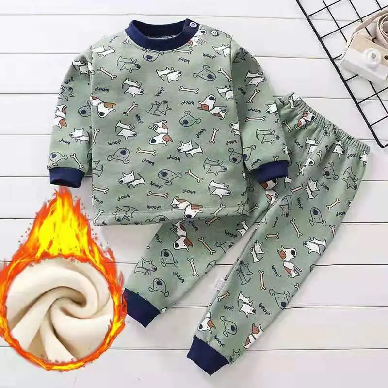 Детские пижамные комплекты плотные топы с круглым вырезом и длинными рукавами