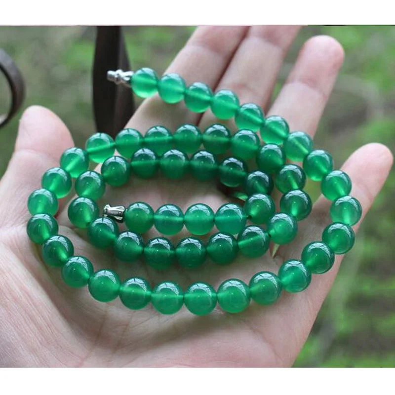 

New type of natural emerald chaff Necklace bead chain 8mm in diameter long fashion boutique jewelry necklace jade jewelry