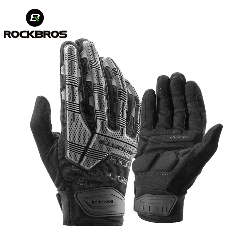 Велосипедные перчатки ROCKBROS утепленные противоударные дышащие гелевые митенки