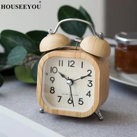 1pc portable mini wooden round battery table alarm clock desktop table bedside clocks decor home bedroom crafts ornament gifts