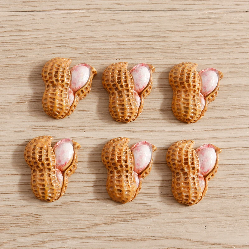 

10pcs 17*21mm Cartoon Resin Food Peanut Cabochons Flat Back Scrapbook Charms for Jewelry Making DIY Girls Hairpin Brooch Gifts