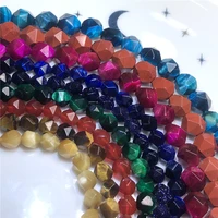 wholesale natural faceted stone loose beads tiger eye charm diy gem spacer beads for jewelry making bracelet