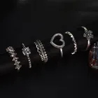 10 шт.компл. античное серебряное кольцо с полым сердцем цветком кристаллом в стиле панк кольцо с резными костяшками кольца для женщин и девушек