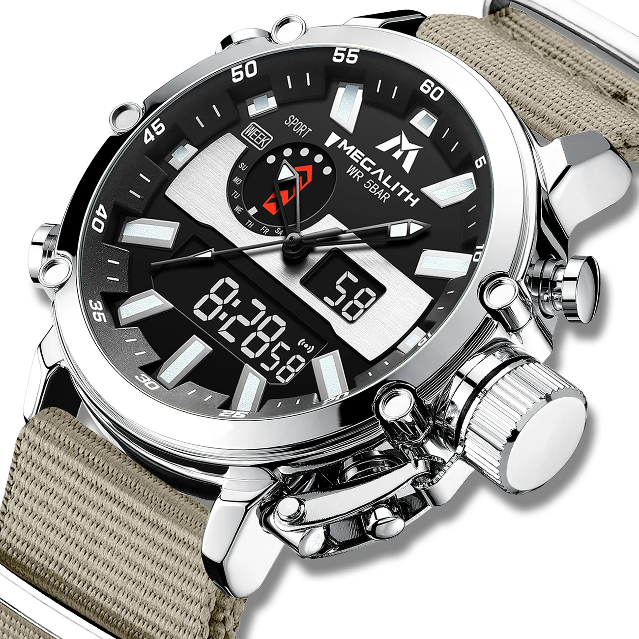 Оптовая цена MEGALITH часы мужские многофункциональные водонепроницаемые