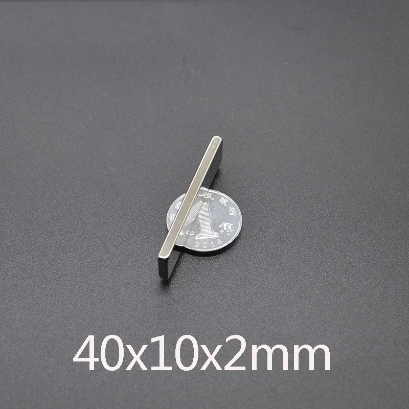 

5/10/20/50/100pcs 40x10x2 Super Strong Sheet Rare Earth Magnet Thickness 2mm Block Rectangular Neodymium Magnets N35 40x10x2mm