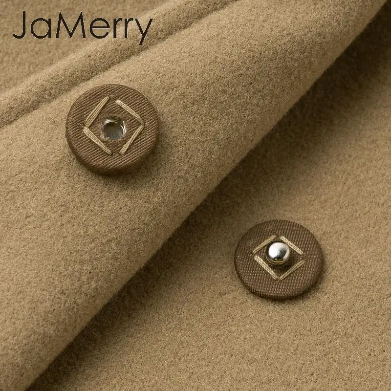 JaMerry элегантная одежда для офиса работы длинный смесь пояса пальто карманы