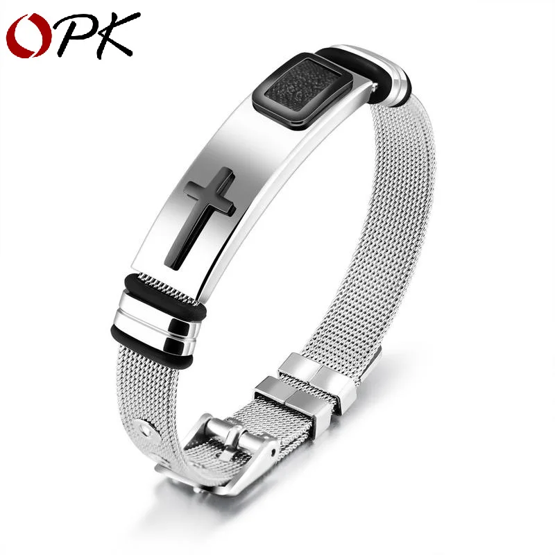 

Titanium steel mesh bracelet with bracelet bracelet crucifix bracelet sold well in Europe and America