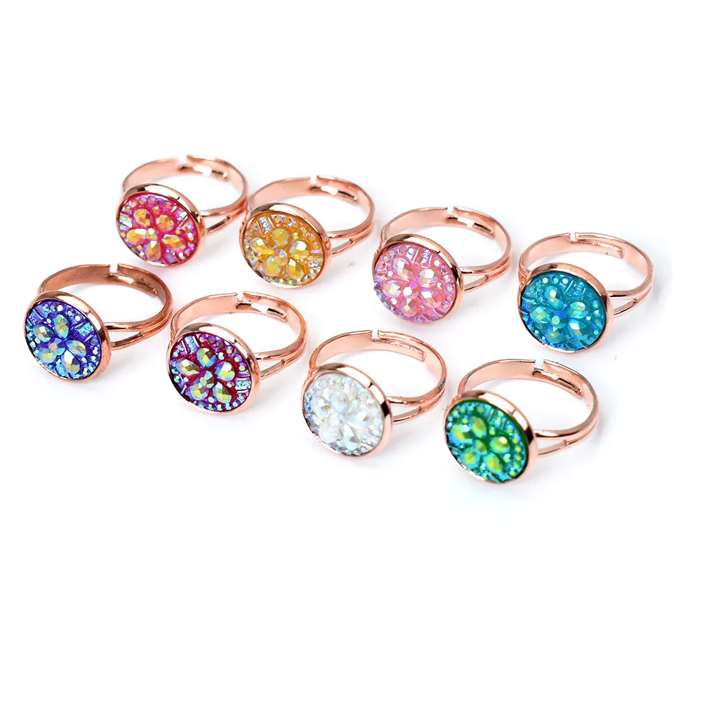 Кольцо женское круглое из смолы регулируемое ювелирное изделие с открытыми