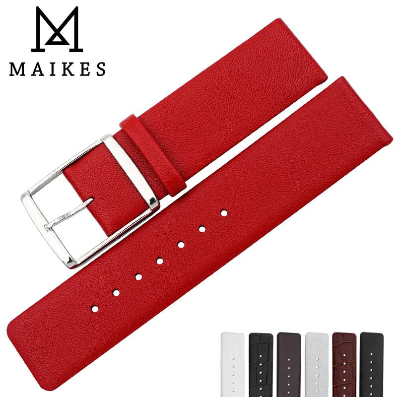 Ремешок для часов MAIKES из натуральной кожи роскошный мягкий красный по цене CK
