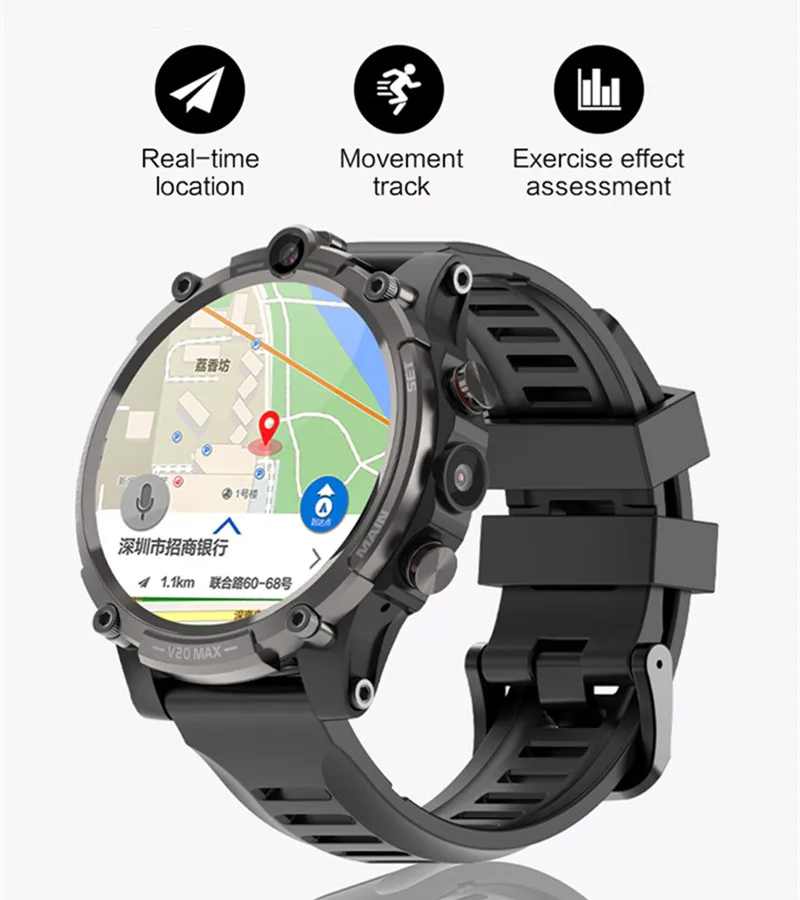 

Android 4G Smart Watch Men'S SIM Card Mobile Phone Wifi Internet Google Map Navigation Smartwatch Dual Camera HD Video Recording