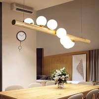 modern glass ball chandelier creative simple wood chandelier lighting nordic bedroom home interior glass deco design light