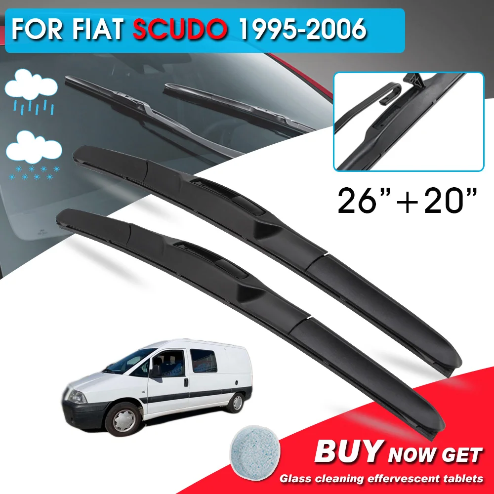 

BROSHOO Car Front Window Windshield Wipers Blade For Fiat Scudo 26"+20" LHD&RHD Car Model Year 1995-2006 Auto Accessories