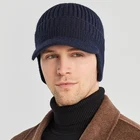 Брендовая мужская зимняя вязаная шапка для активного отдыха велосипедная защита ушей теплая Кепка с козырьком Повседневная модная шляпа от солнца шапки-бомберы