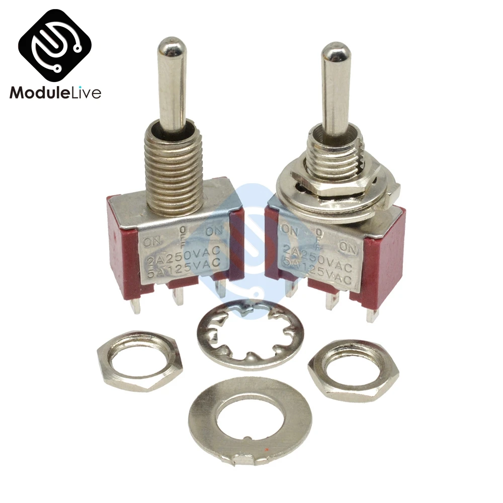 MTS 123 6 мм тумблер однополюсный двойной бросок SPDT ON 120V 5A 1/4 дюймов монтажный 13*7 (MTS123)
