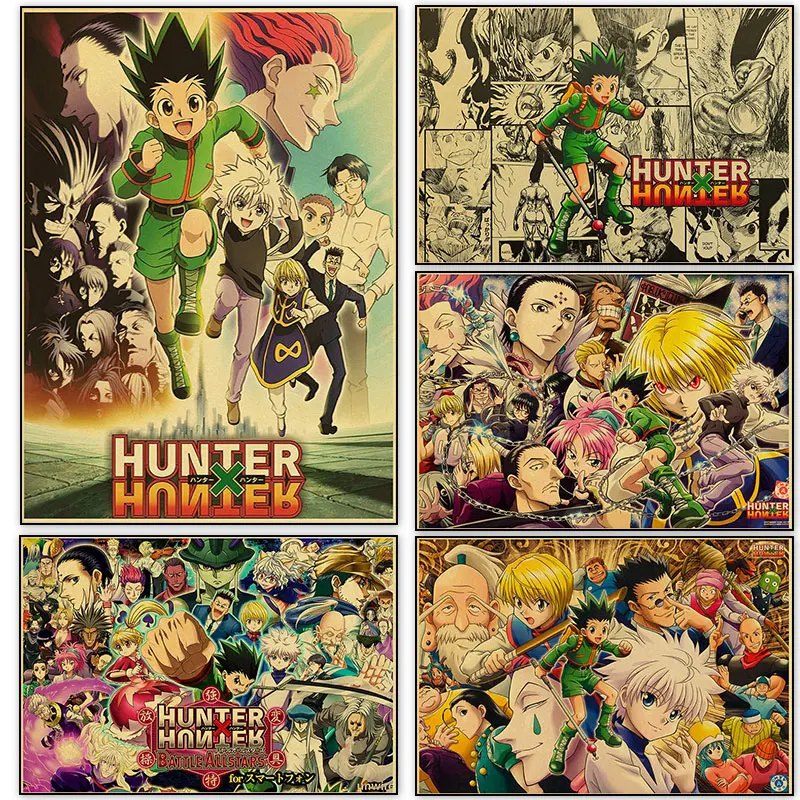 

Hunter X Hunter Retro Anime Posters And Prints Classic Animation Canvas Painting Coffee House Home Decoration Wall Art Pictures