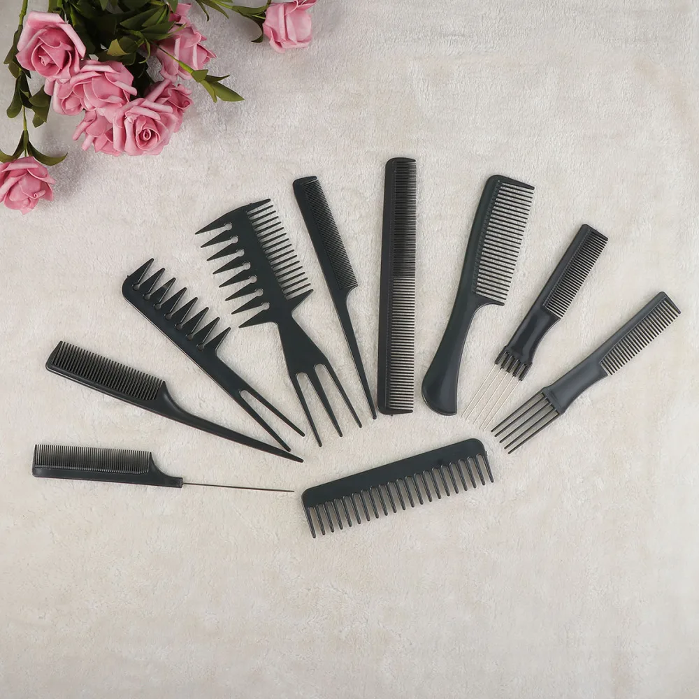 

10 Pcs Hair Brush Anti-static Comb Brush Hair Styling Tools For Men (Black)
