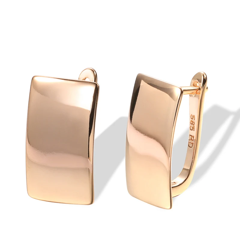 

Hot Fashion Glossy Dangle Earrings Rose Gold Plated Simple Square Earrings For Women High Quality Daily Fine Jewelry