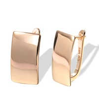 hot fashion glossy dangle earrings 585 rose gold simple square earrings for women high quality daily fine jewelry