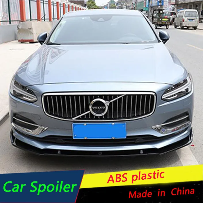 

For Volvo S90 Front Bumper Diffuser Protector Fit 2019 New S90 Body kit bumper Front shovel lip rear spoiler black