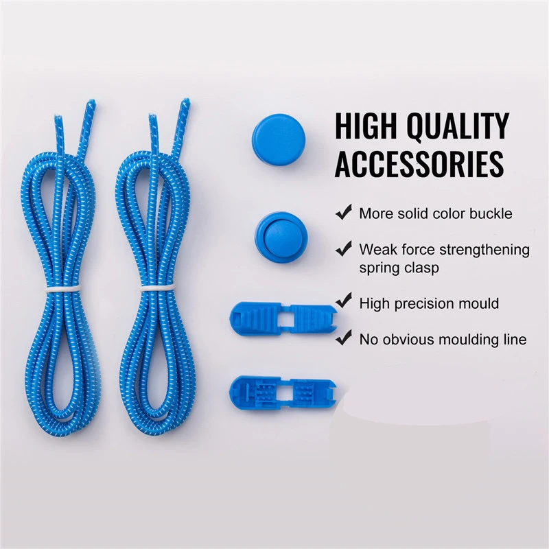 No Tie Shoelaces 1 Second Fast Round Plastic Lock Elastic Shoe Laces Suitable For All Sports Shoes Accessories Lazy Lace