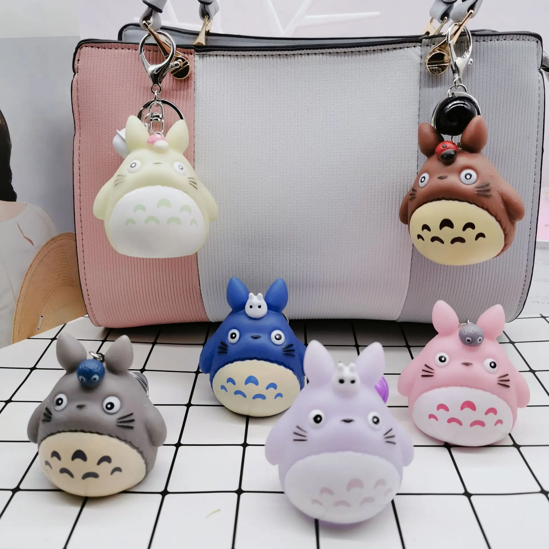 

Cute Totoro Anime Keychain Keyring for Men or Women Trinket Metal Key Chains Car Pendent Charm Gifts Wholesale