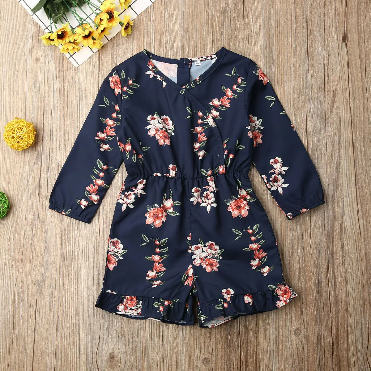 Комбинезон для маленькой девочки с цветочным принтом "2019 Новинка Горячая Модная Сладкая Тонкий Ромпер для Младенца с Длинным Рукавом Весна Осень Одежда на Эластичной Линии".