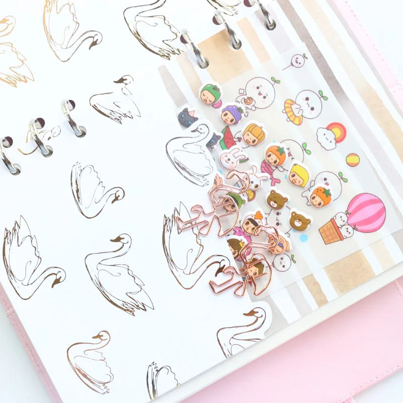 Милый школьный Органайзер Domikee с изображением лебедя из золотой фольги клейкая